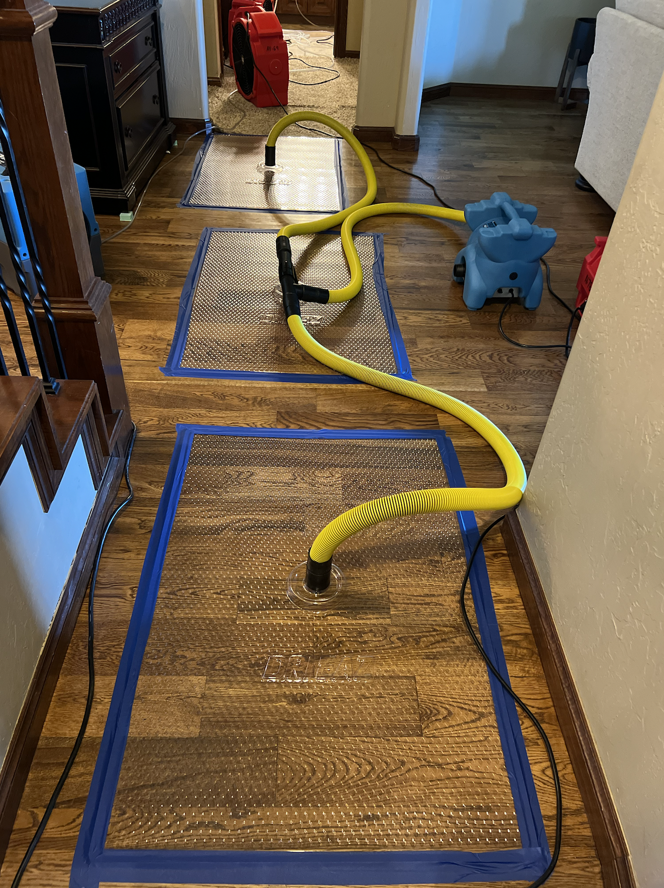 Emergency hardwood floor drying after water damage in Edmond Oklahoma