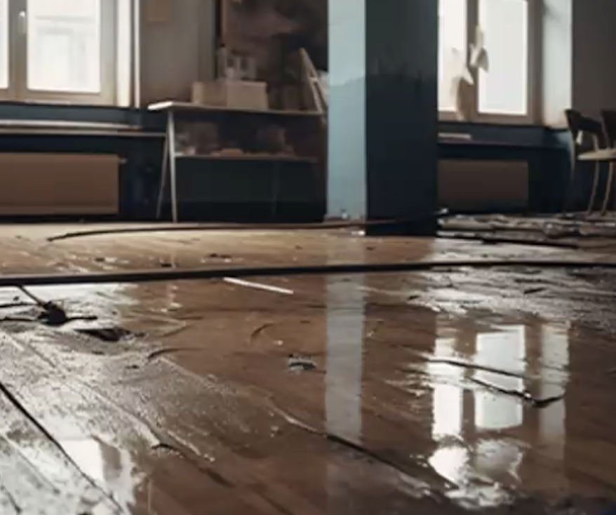 Hardwood floor water damage and emergency drying in Edmond Oklahoma